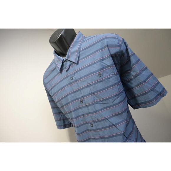 Travis Mathew Button Up Shirt Striped Nylon Stretch Golf Shirt Mens Size 2XL XXL - Picture 1 of 7